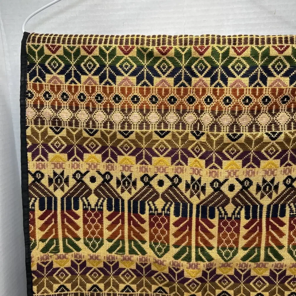 Guatemalan Quetzal Bird Hand Woven Textile Wall Hanging 17 X 41